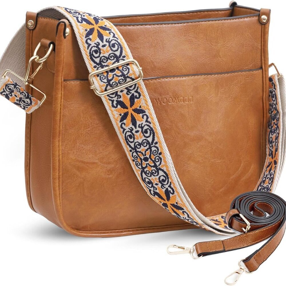 Hobo Handbag for Women Vegan Leather Crossbody Bags Trendy Shoulder Bag with 2 A